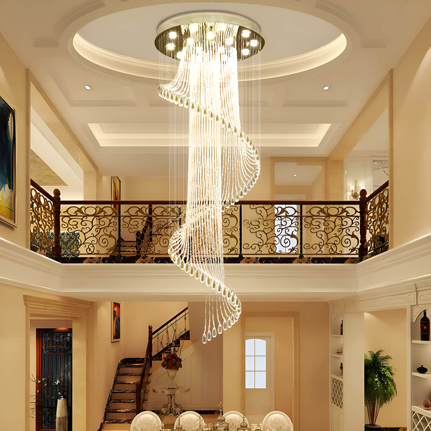 Luxury solar system spiral raindrop chandelier for foyer and entryway | Sofary Lighting