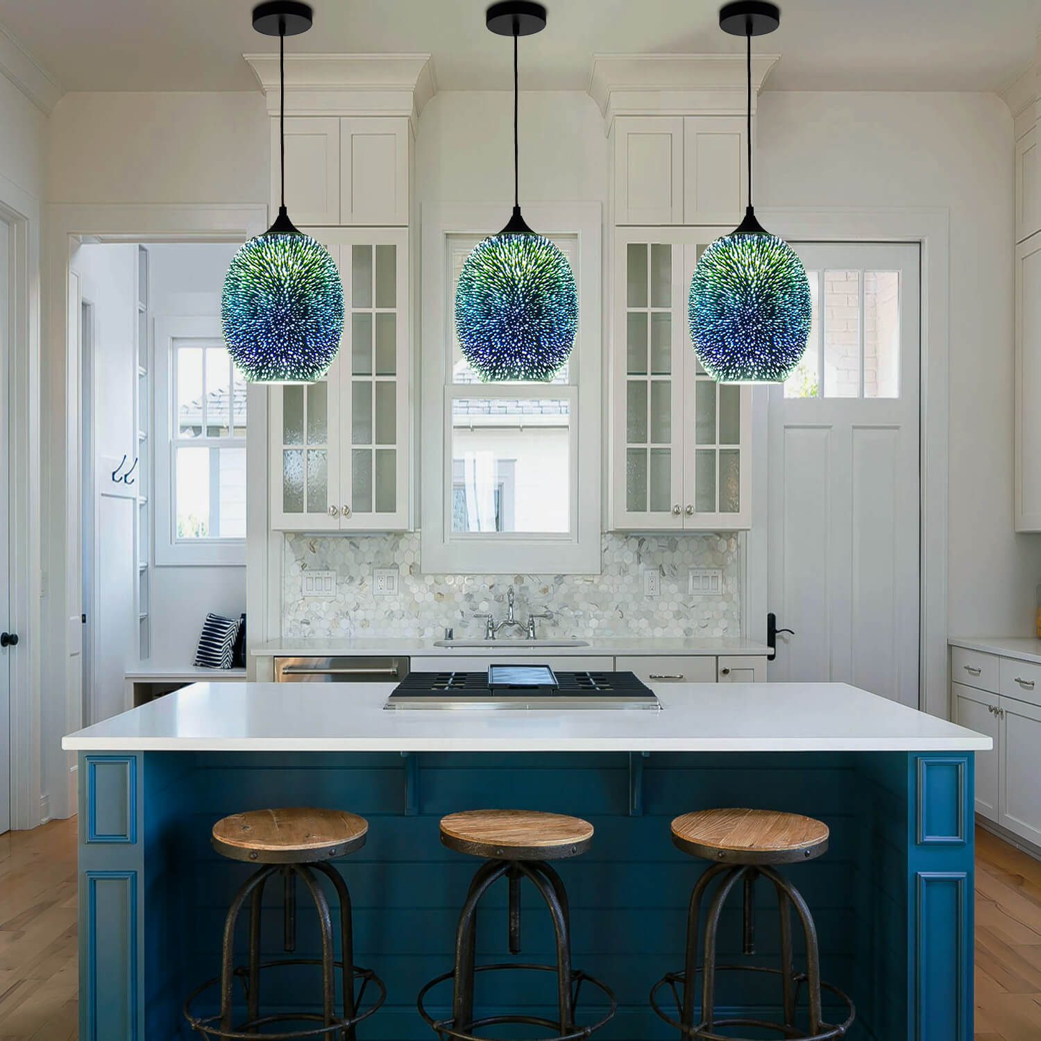 Colored glass pendant deals lights