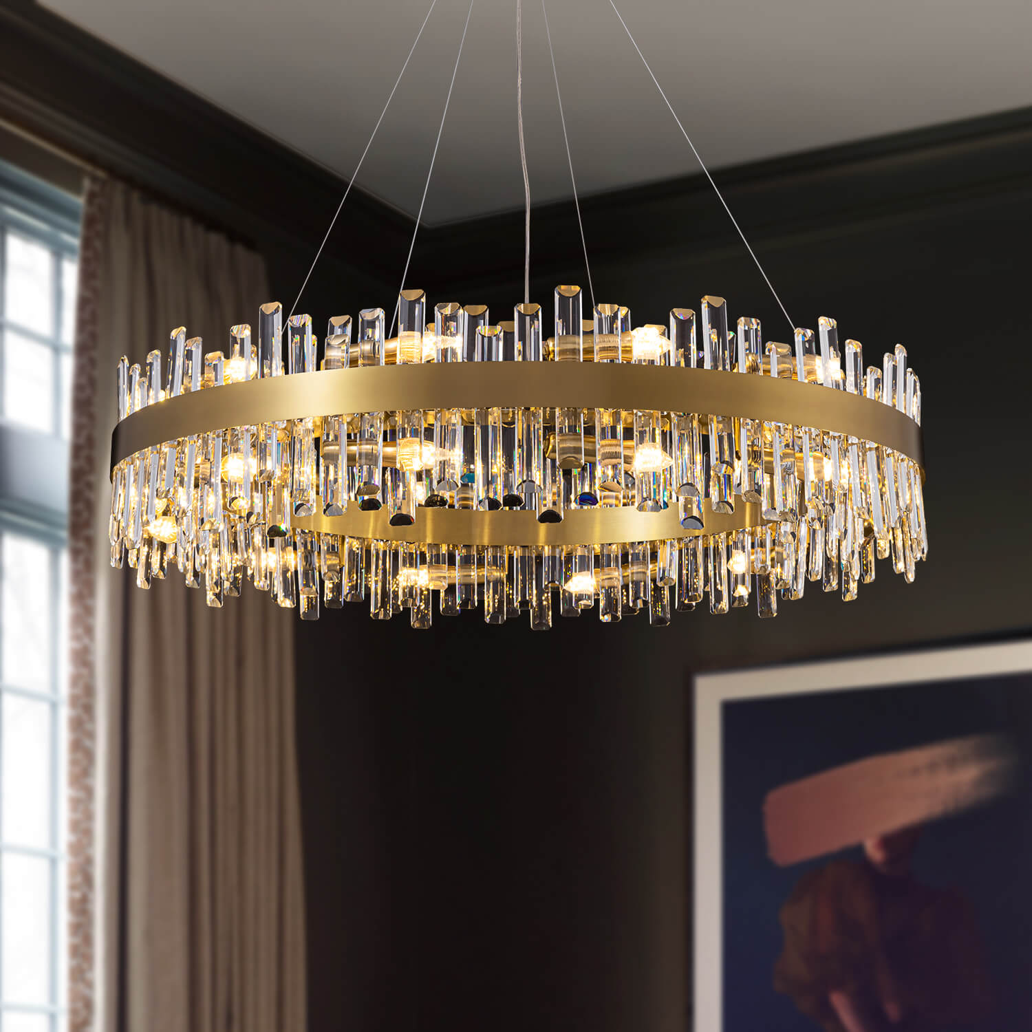 Aurum Luxury Gold Crystal Chandelier Close Up