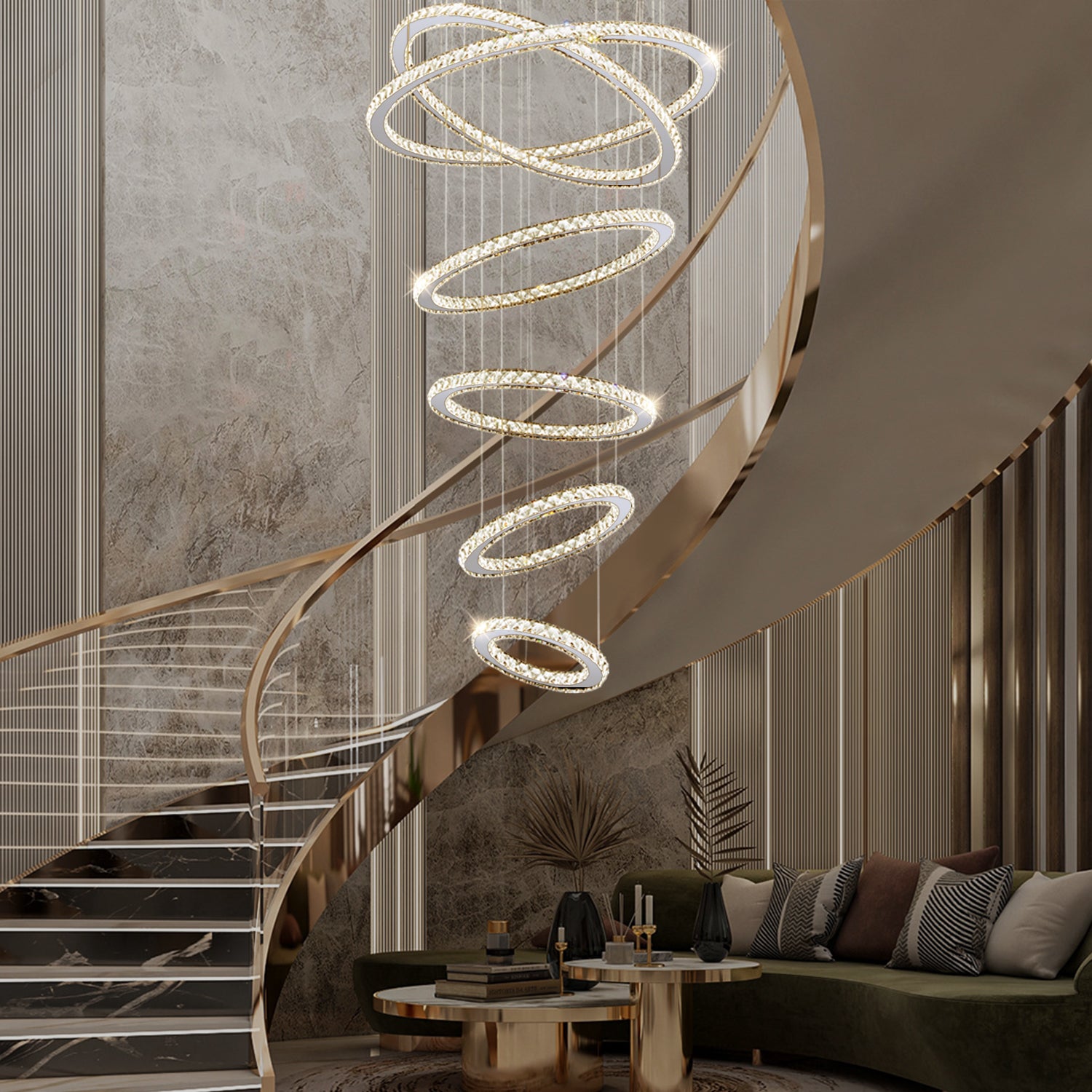 Guang Shuo Modern Chandelier LED Pendant Light,5 Rings Dimmable Adjustable  Hanging LED Chandelier for Dining Room, Modern Pendant Lighting Fixtures  with Remote Control for Living Room Kitchen - Amazon.com
