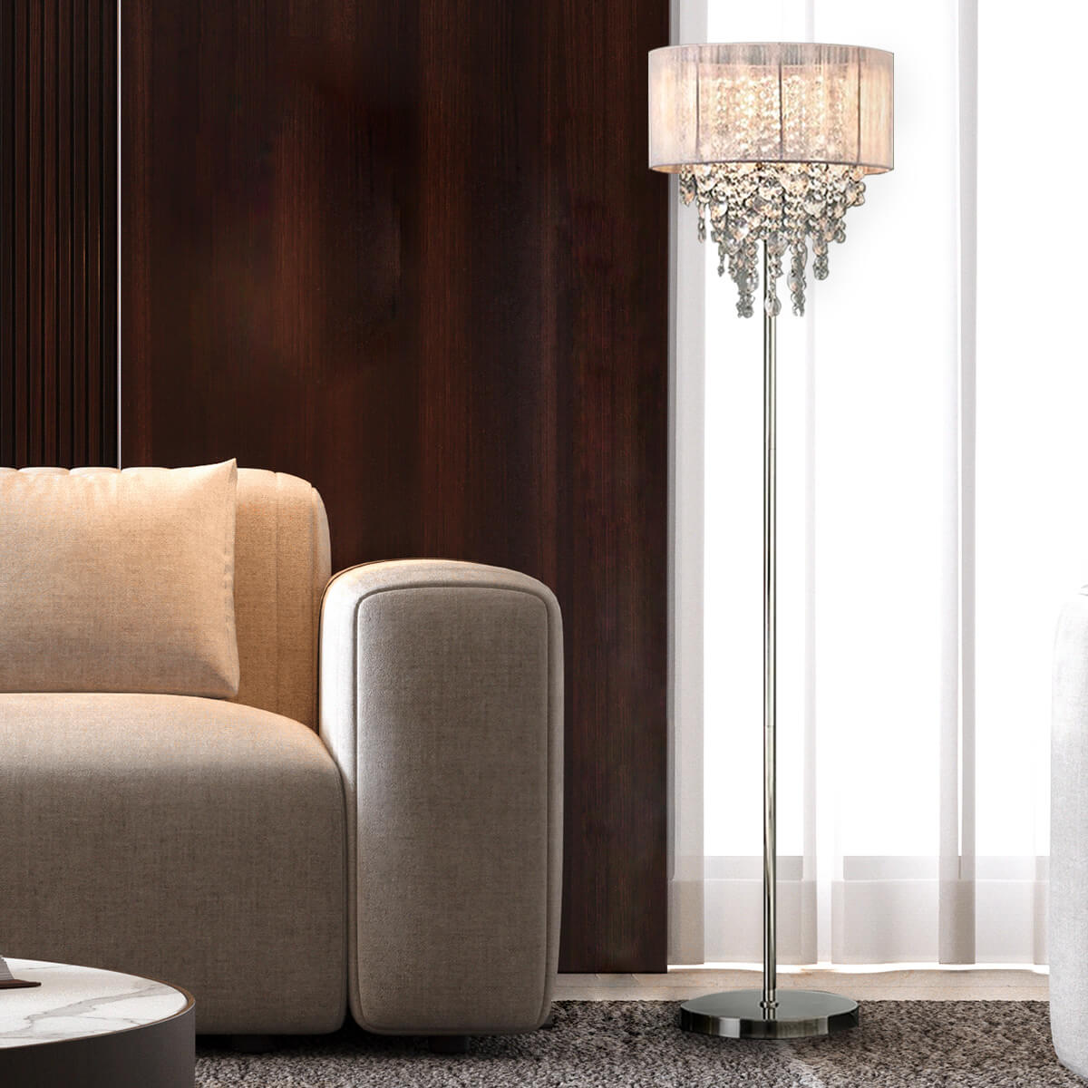 Floor Lamp Crystal Light Luxury Living Room Sofa Standing Lamp