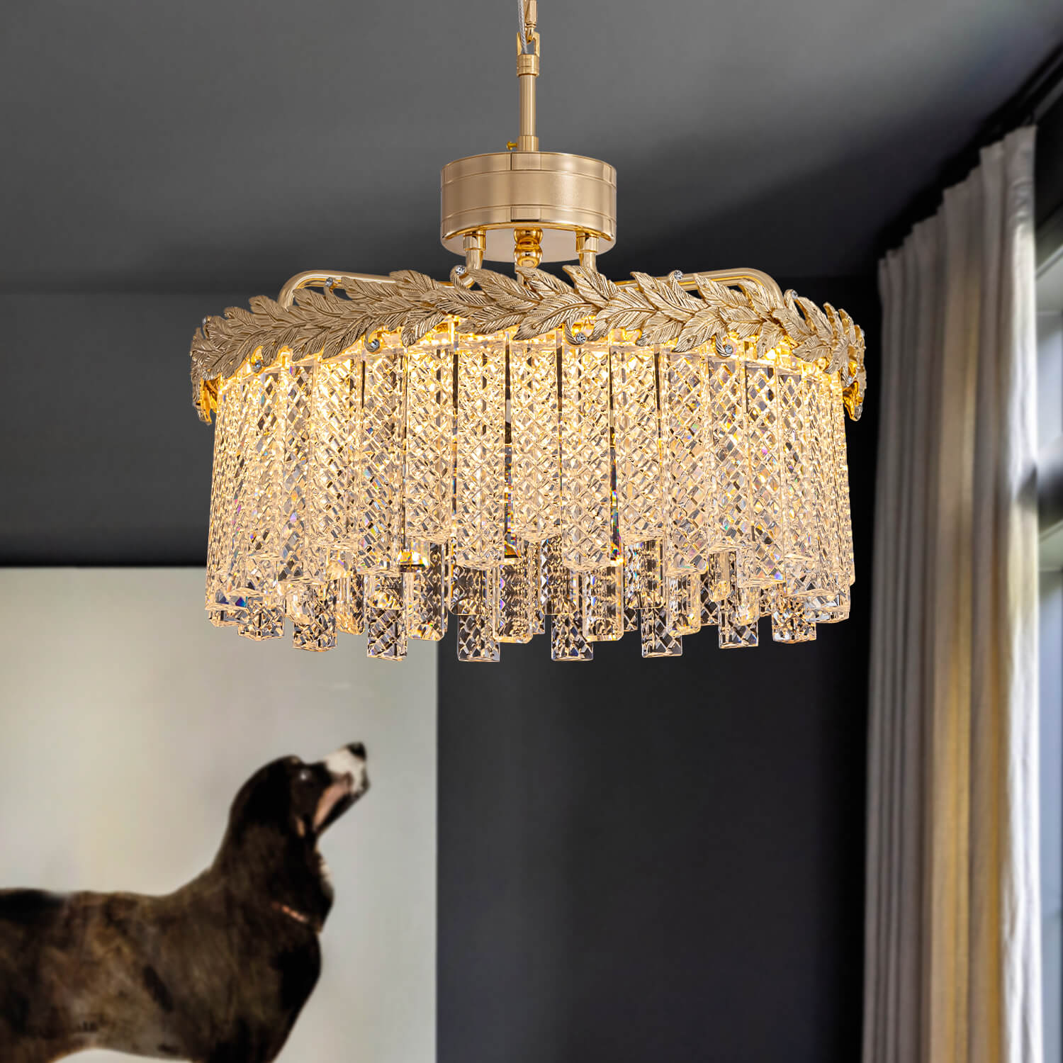 Seraphic Gold Crystal Round Chandelier