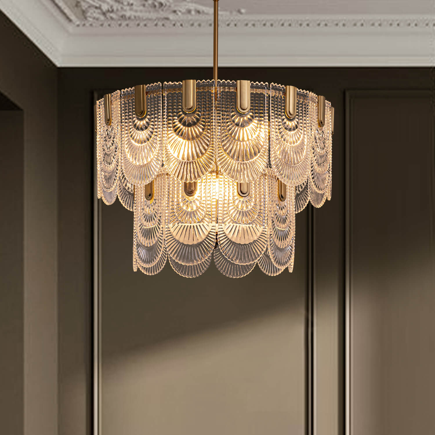 Tessara Elegance Gold Crystal Chandelier