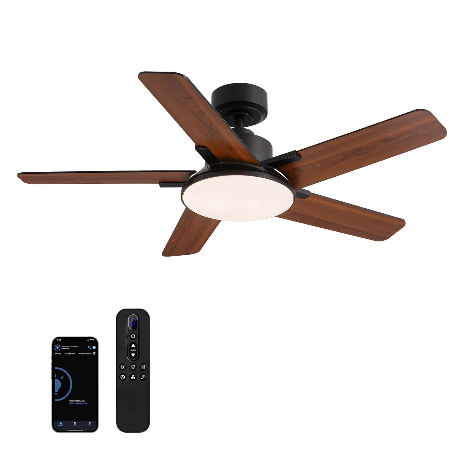 Vero 44" Modern LED Ceiling Fan with Lights & Remote