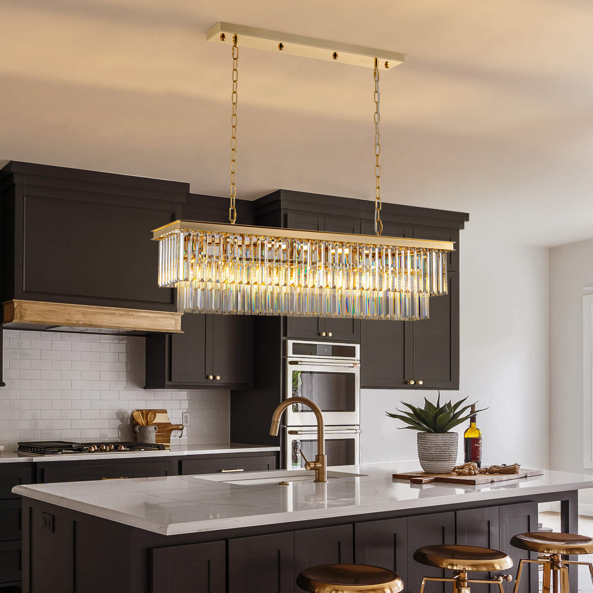 Vespera-Gold-Crystal-Linear-Chandelier-Kitchen-Island