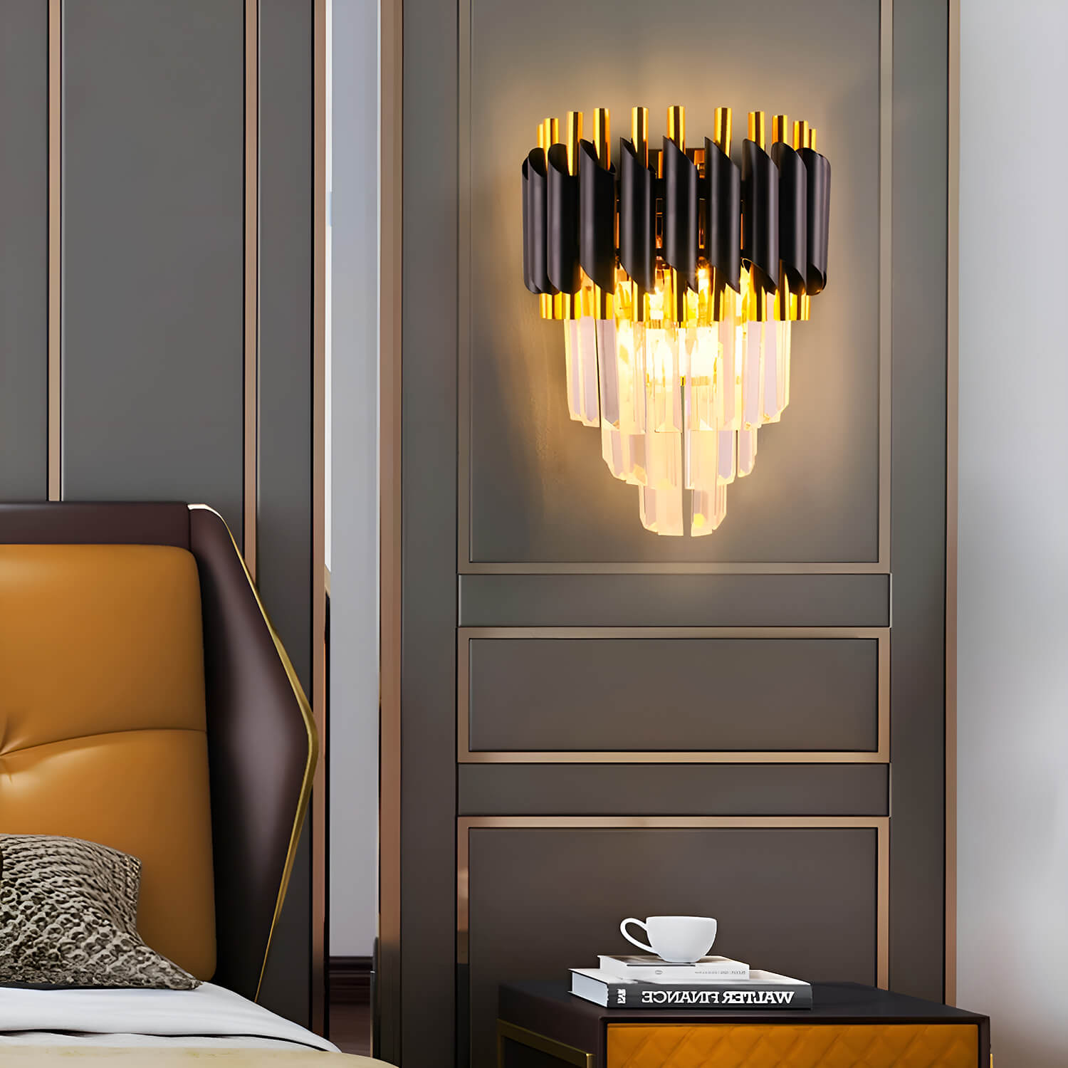 Black and deals gold wall lights