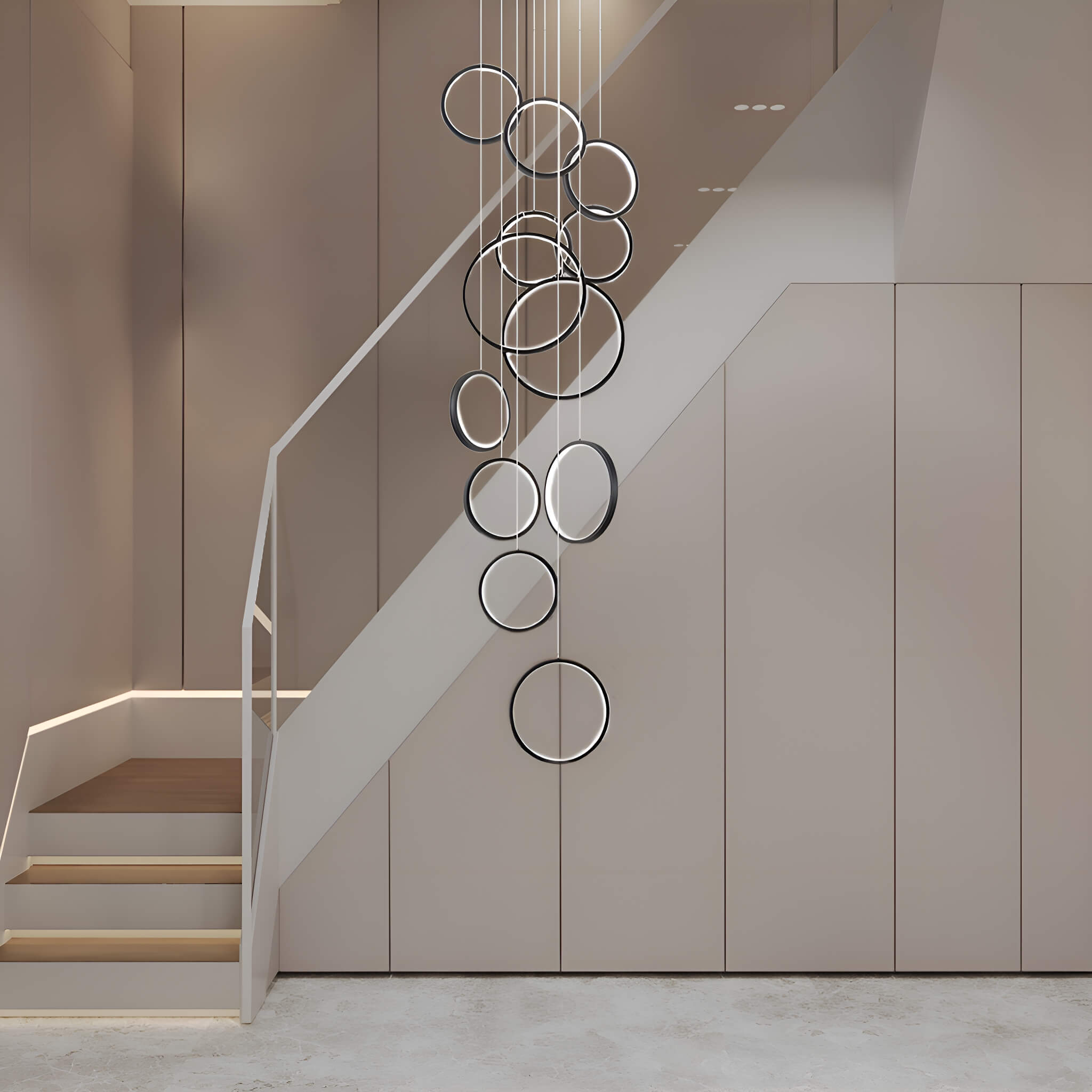 Black Rings LED Light for Modern Minimalist Staircase-2 | Sofary Lighting