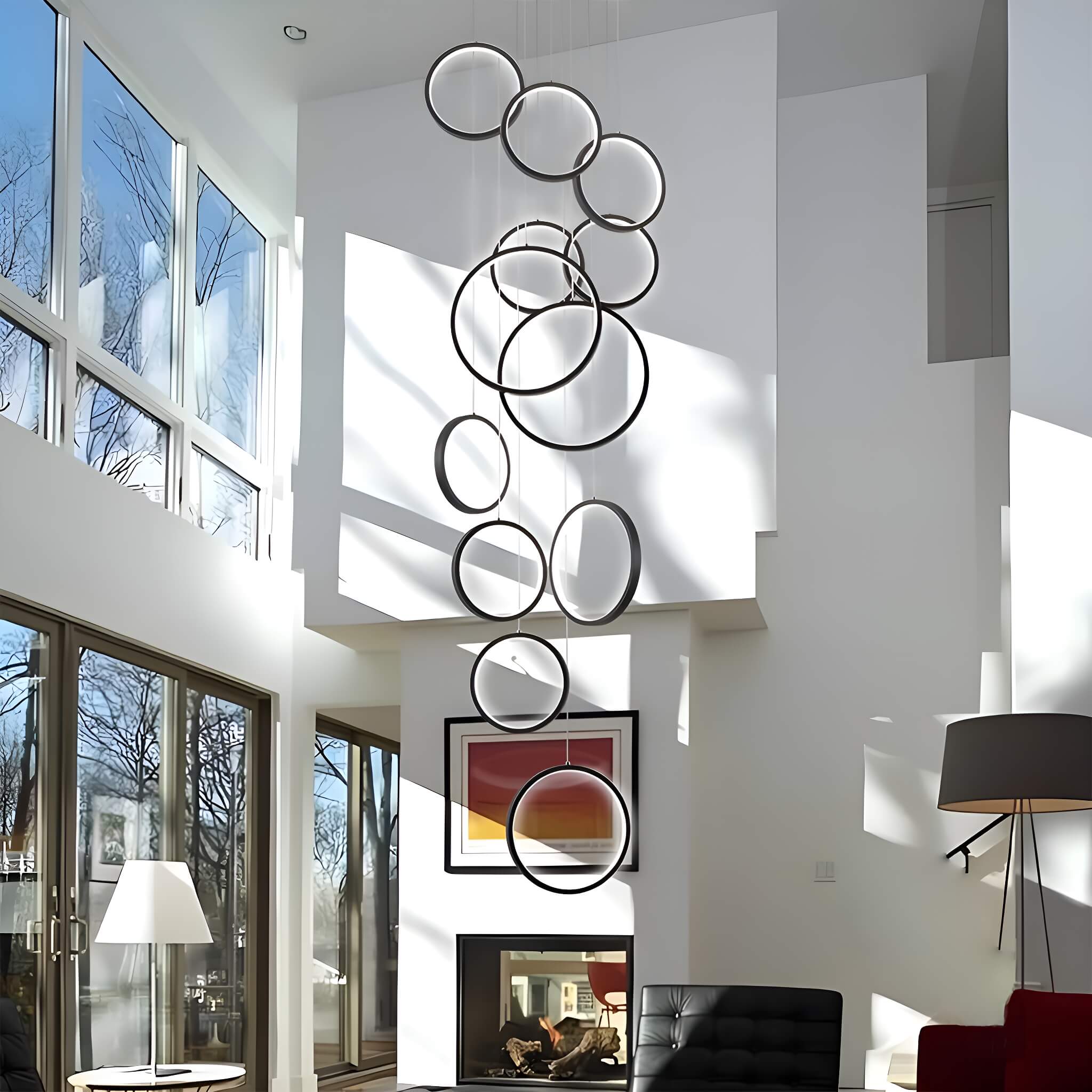 Black Rings LED Light for Modern Minimalist Staircase-4 | Sofary Lighting