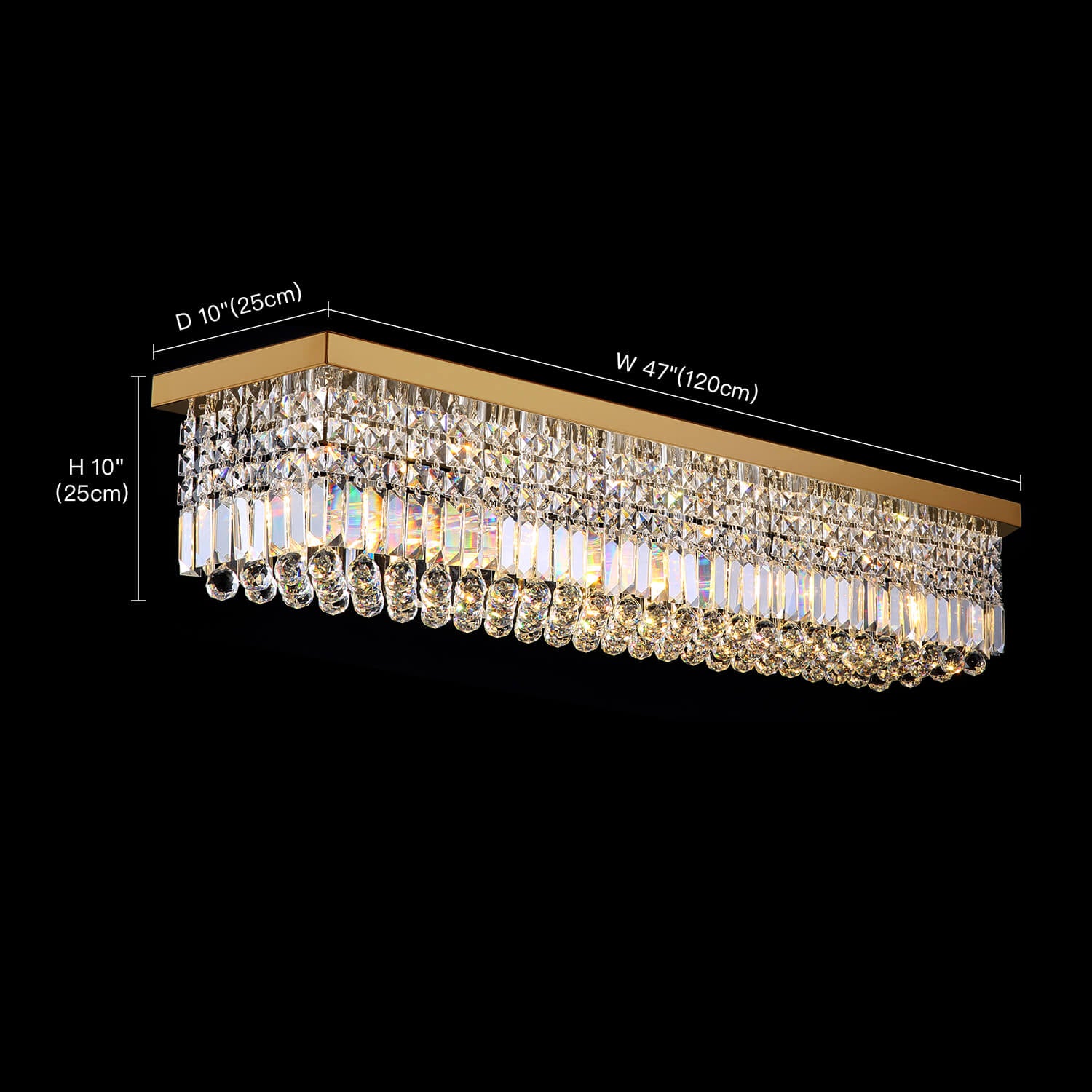 Ceiling Mount Rectangular Crystal Raindrop Chandelier-size-1 | Sofary Lighting