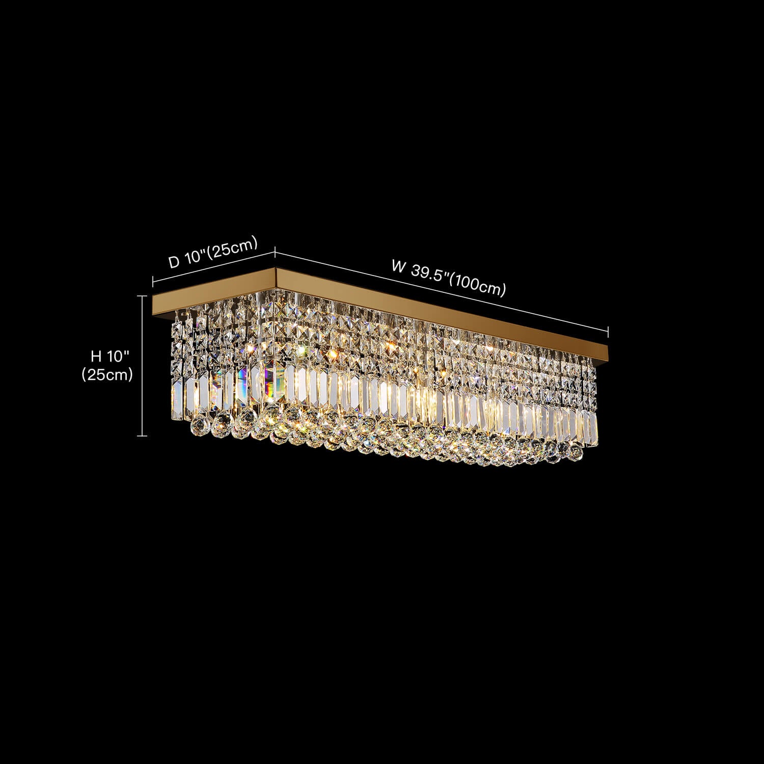 Ceiling Mount Rectangular Crystal Raindrop Chandelier-size-2 | Sofary Lighting