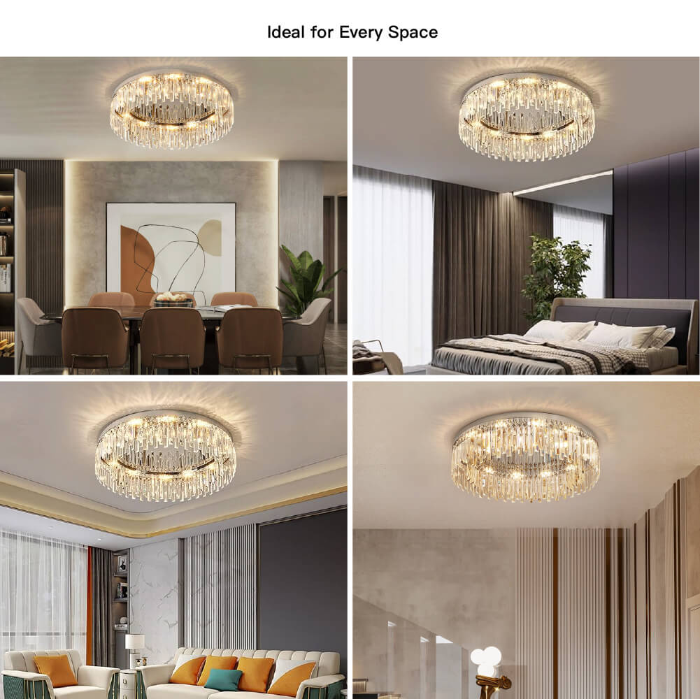 Modern Irregular Crystal Flush Mount Chandelier - Ceiling Light | Sofary Lighting