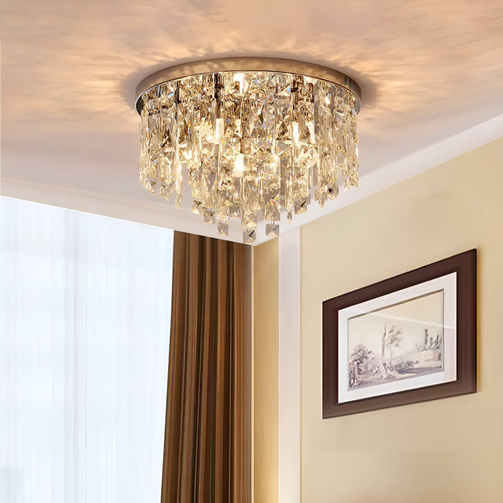 Contemporary Round Crystal Chandeliers for Bedroom - Flush Mount ...