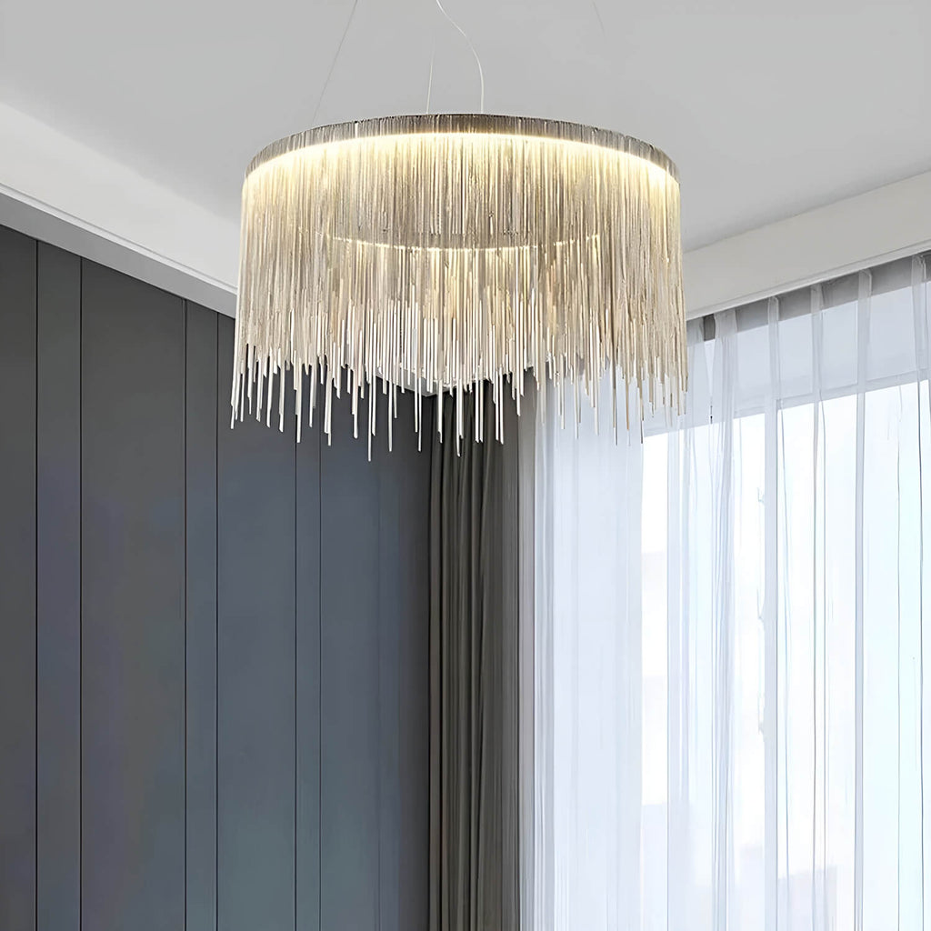 Contemporary Round Linear Aluminum Chandelier - Pendant light