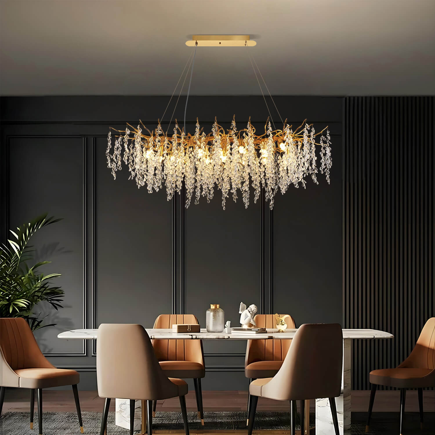 Elegant Luxury French Creative Branch Design with Tassel Crystals Chandelier- diningroom-1 | Sofary Lighting
