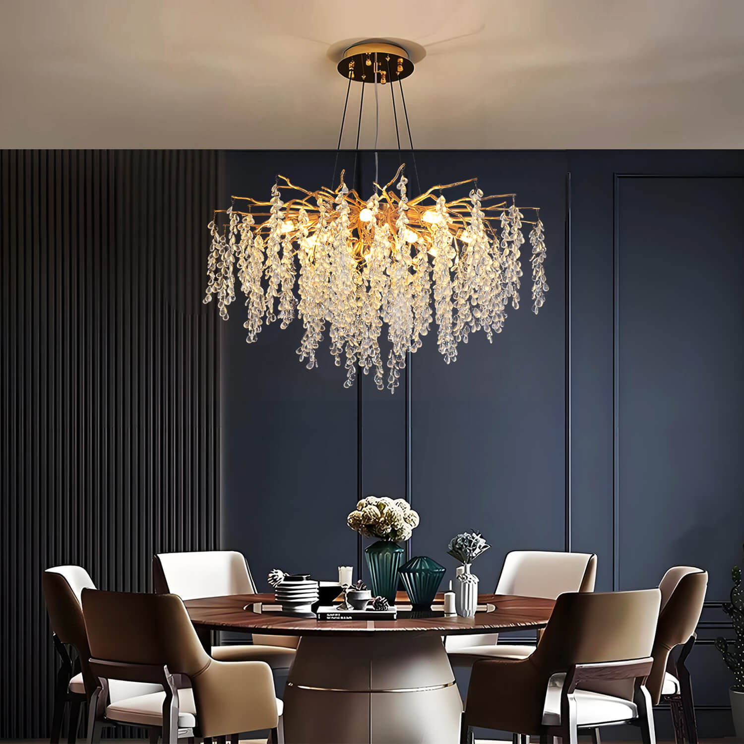 Elegant Luxury French Creative Branch Design with Tassel Crystals Chandelier- diningroom-3 | Sofary Lighting