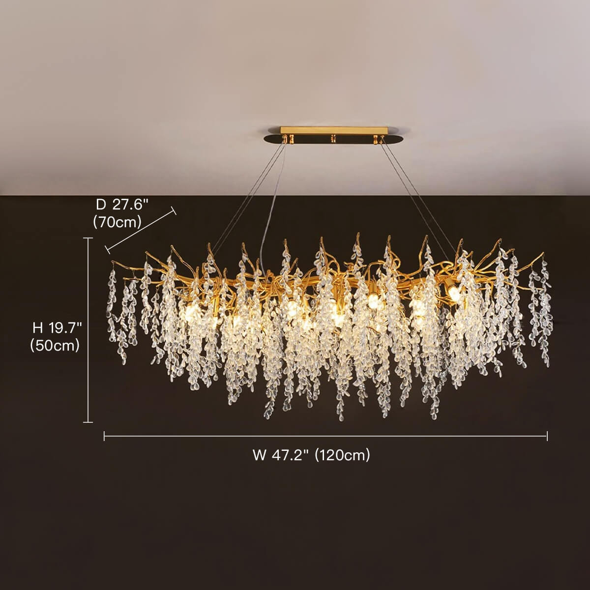 Elegant Luxury French Creative Branch Design with Tassel Crystals Chandelier- size-1 | Sofary Lighting