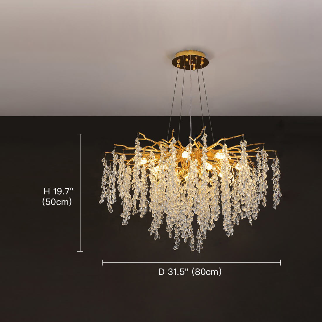 Elegant Luxury French Creative Branch Design with Tassel Crystals Chandelier- size-2 | Sofary Lighting