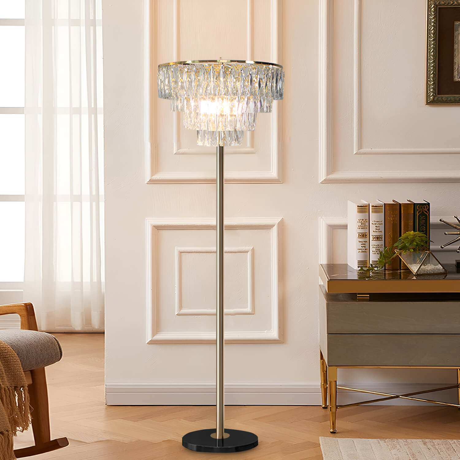 Chandelier floor lamp store gold