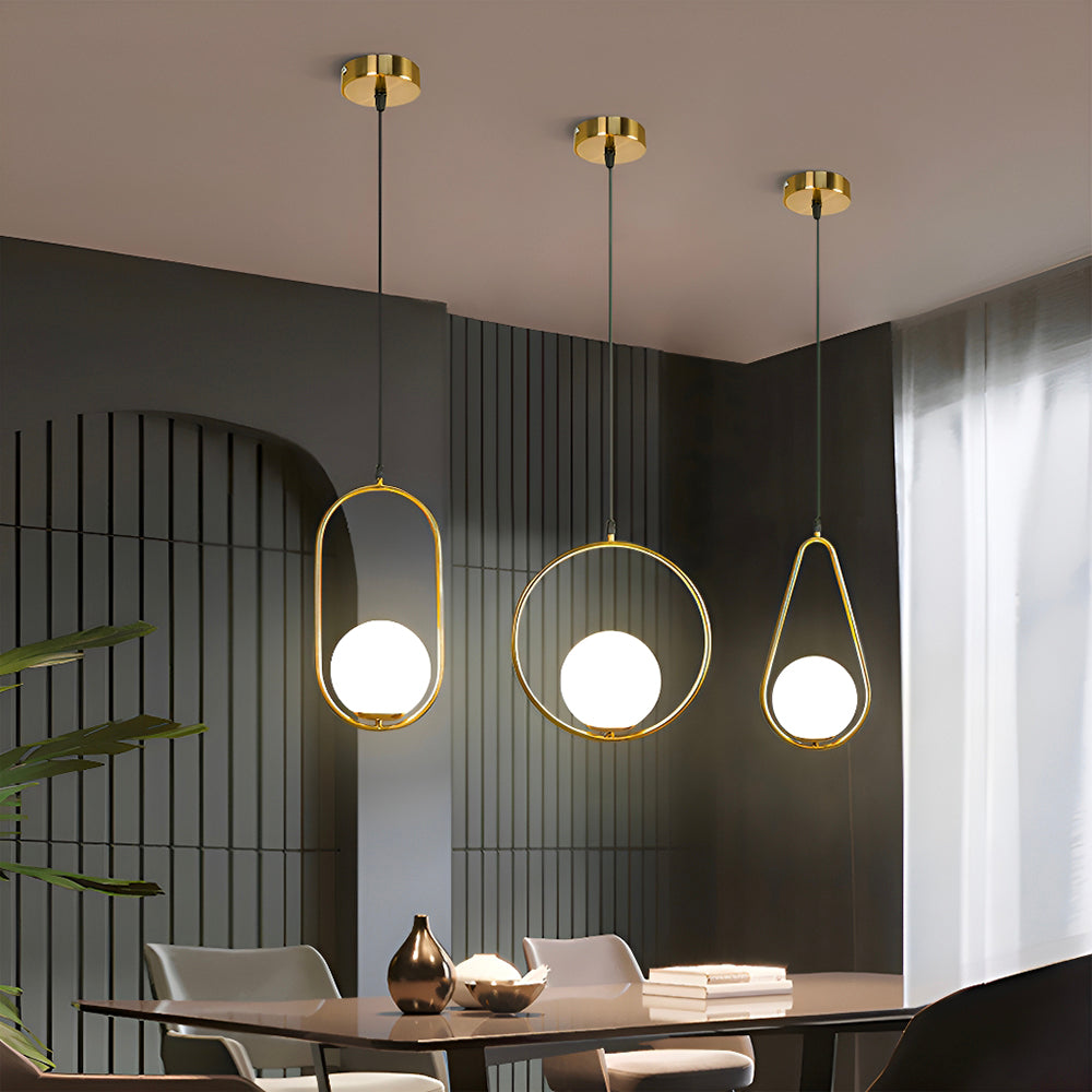 Glass Pendant Round Light in Modern Minimalist Style