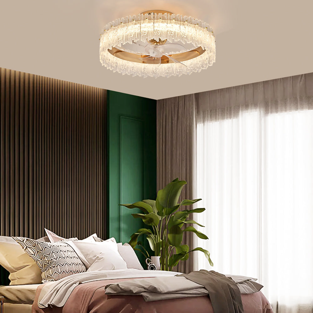 Gold Crystal Oscillating Ceiling Fan Light-bedroom-3| Sofary Lighting