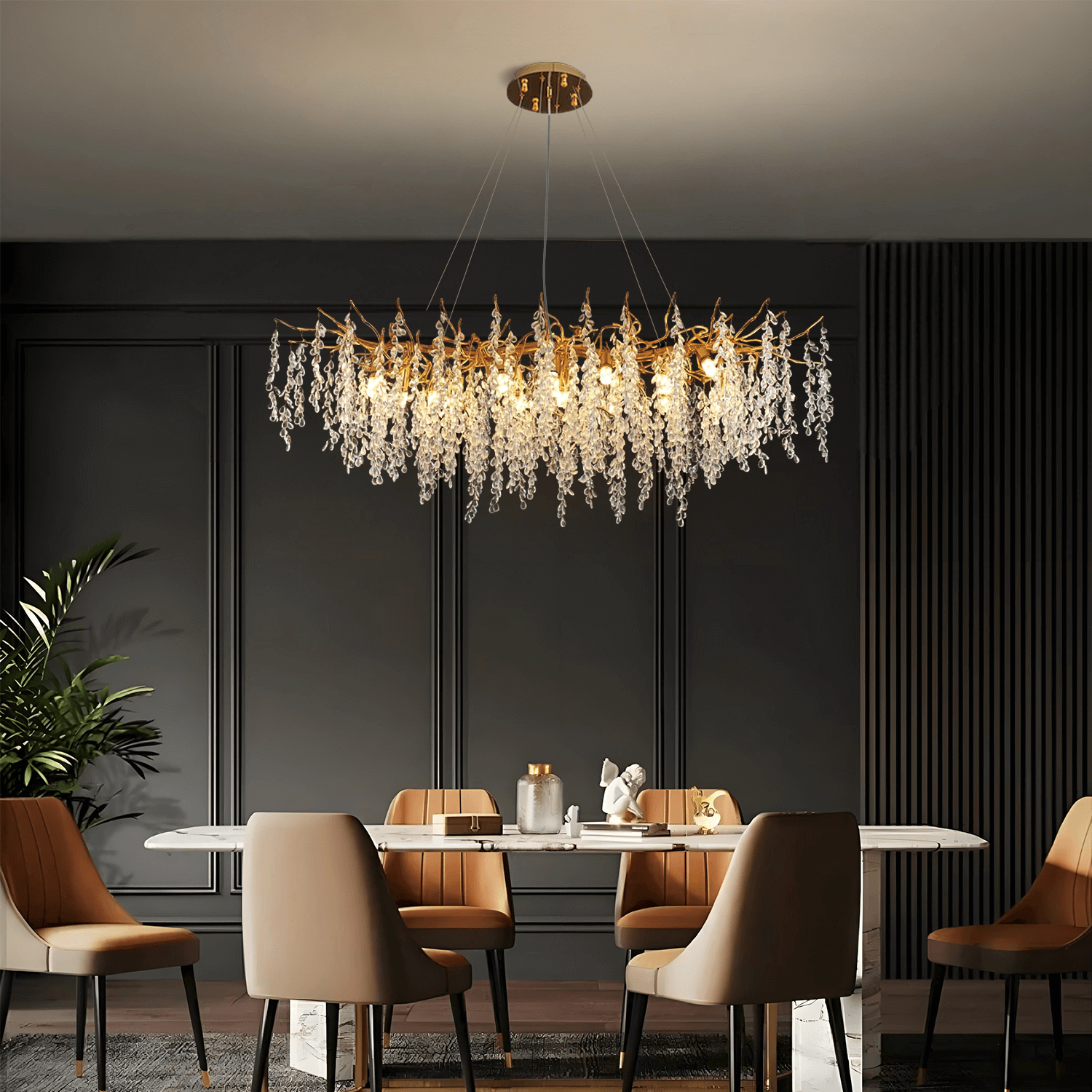 Elegant Luxury French Creative Branch Design with Tassel Glass Chandelier