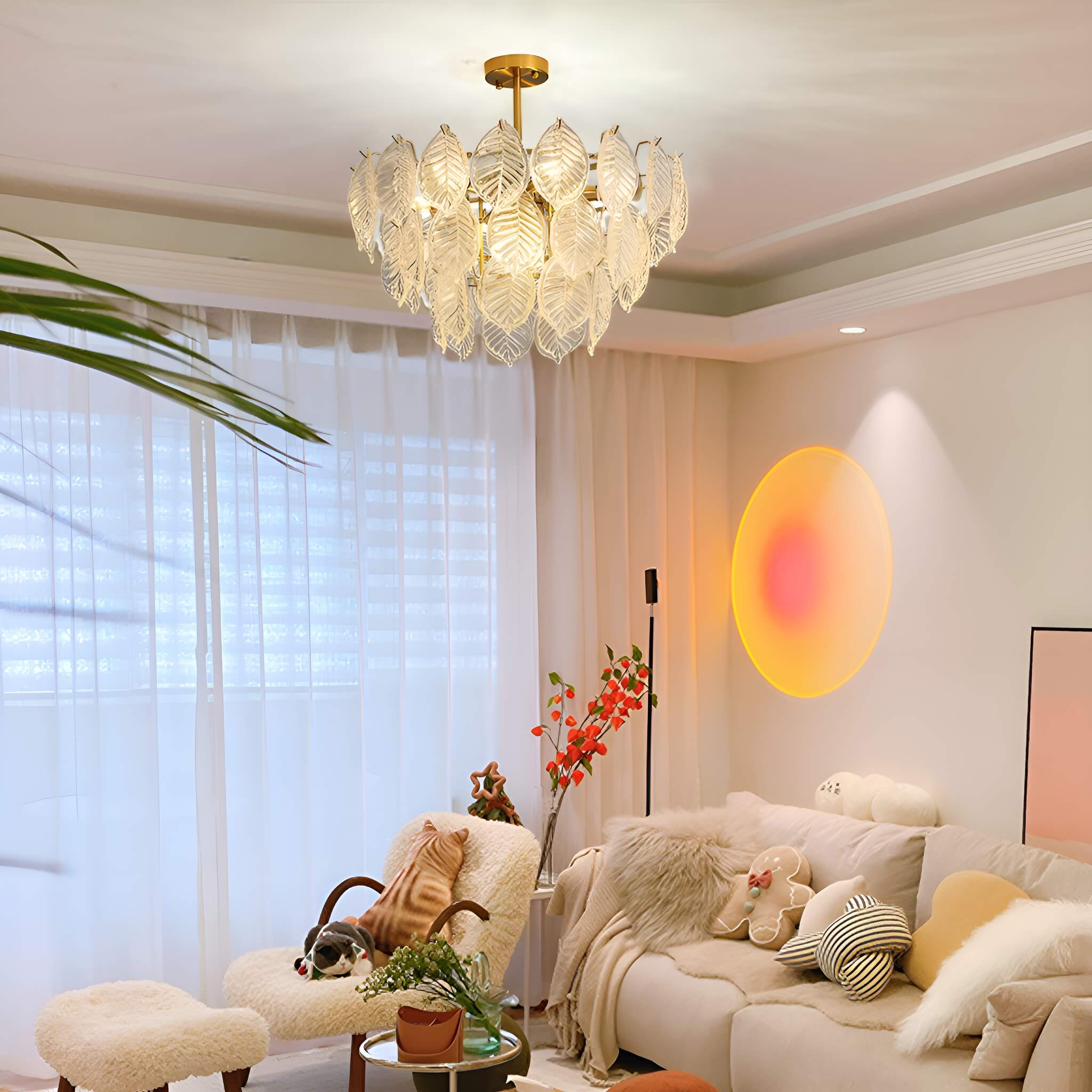  Leaf-Shape French-style Luxurious Crystal Chandelier - Modern Living Room-1 | Sofary Lighting