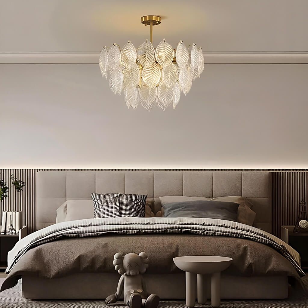 Leaf-Shape French-style Luxurious Crystal Chandelier - Modern Living Room-bedroom-1 | Sofary Lighting