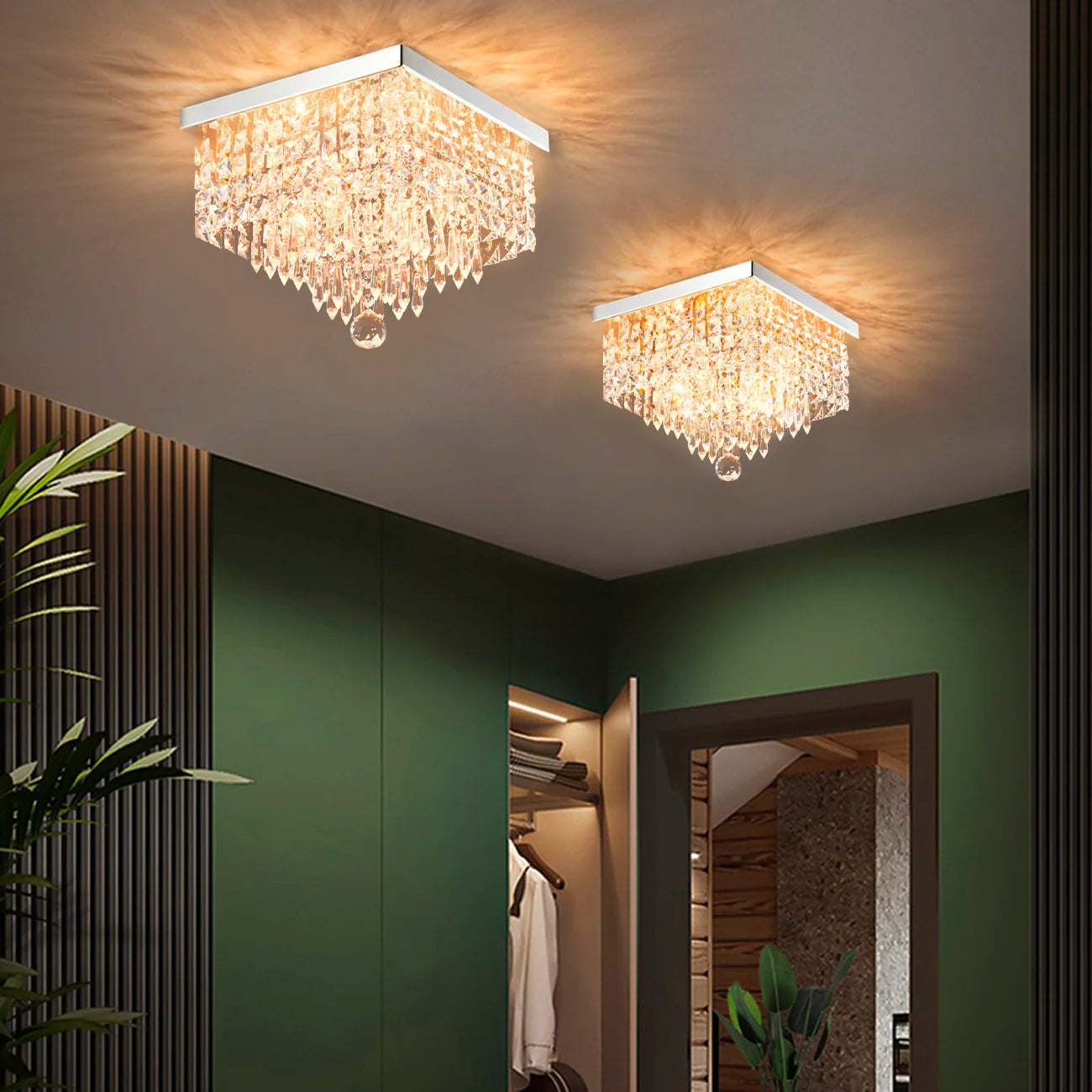 Semi Flush Mount Ceiling Light - Crystal Chandelier Modern Ceiling Light  Fixture Hallway Light Fixtures Ceiling Gold Flush Mount Ceiling Light for