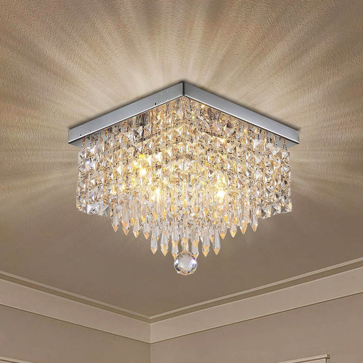 Modern Crystal Flush Mount Ceiling Light | Sofary Lighting