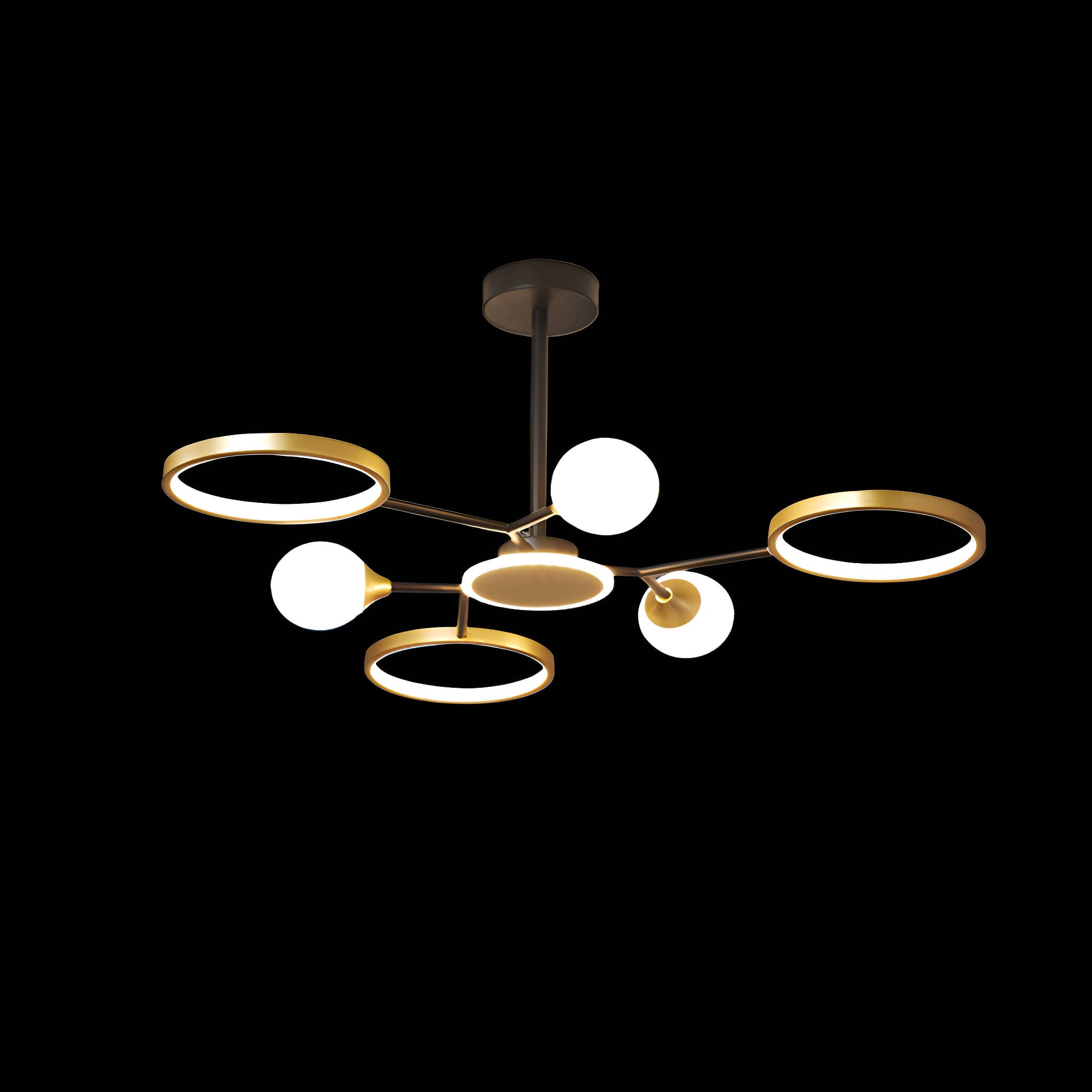 Gold Rings Modern Sputnik Ceiling Lights-frontview | Sofary Lighting
