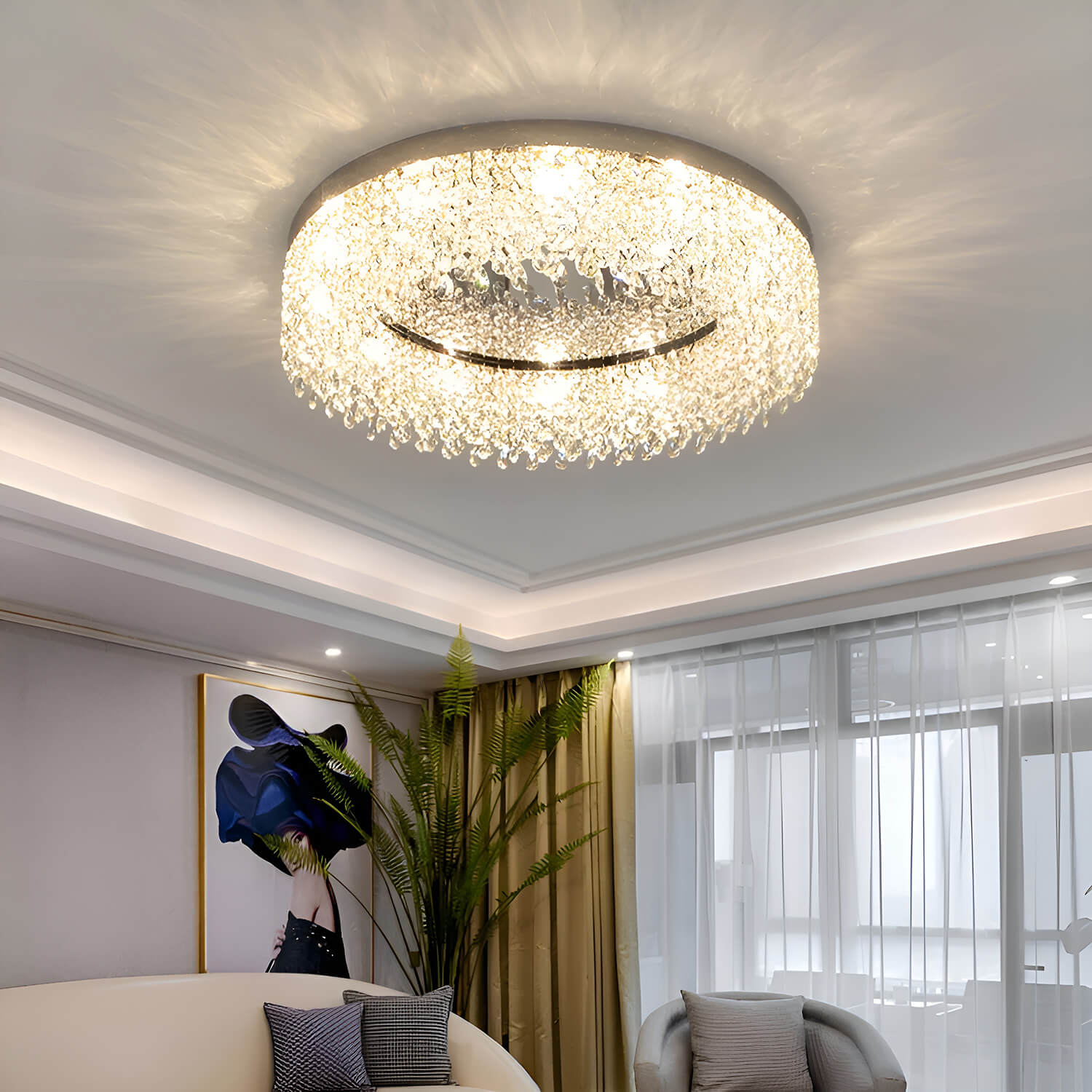 Modern crystal hot sale flush mount lighting