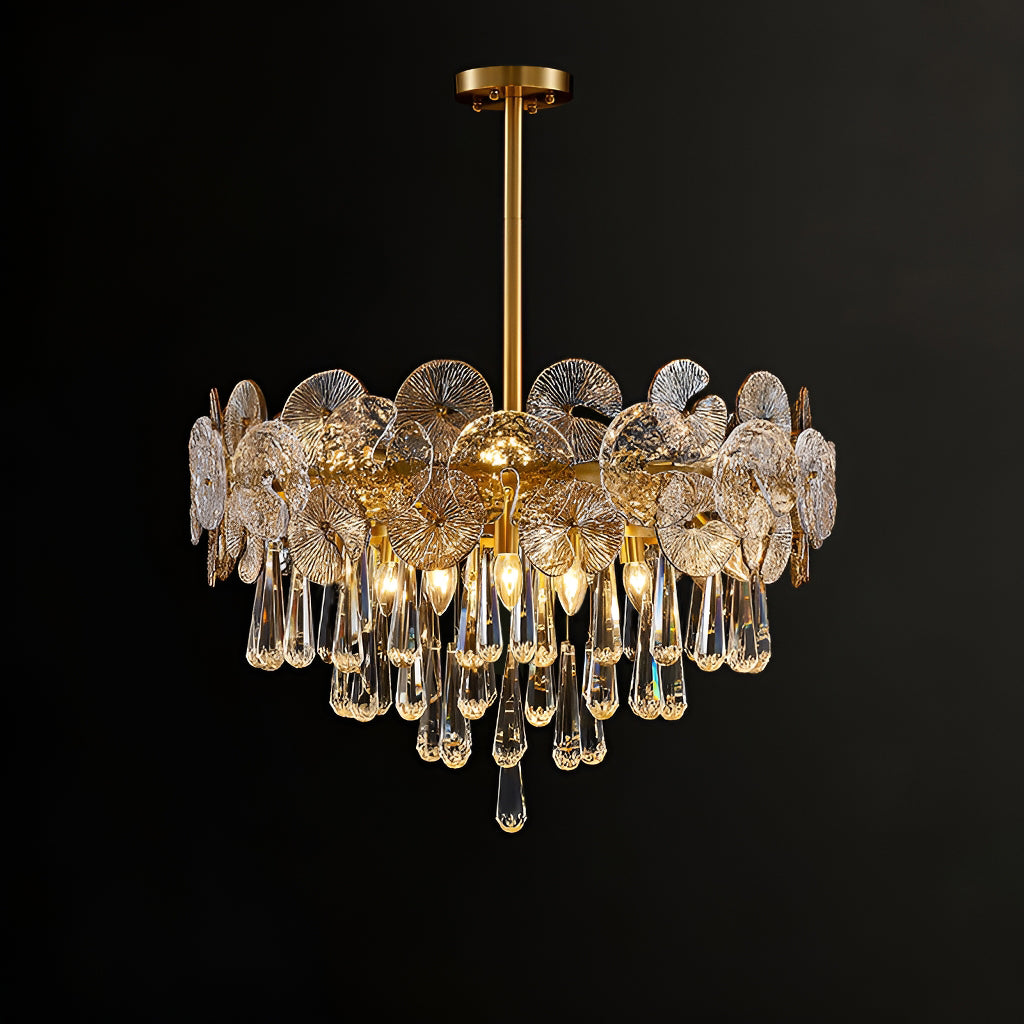 Glass and clearance gold chandelier