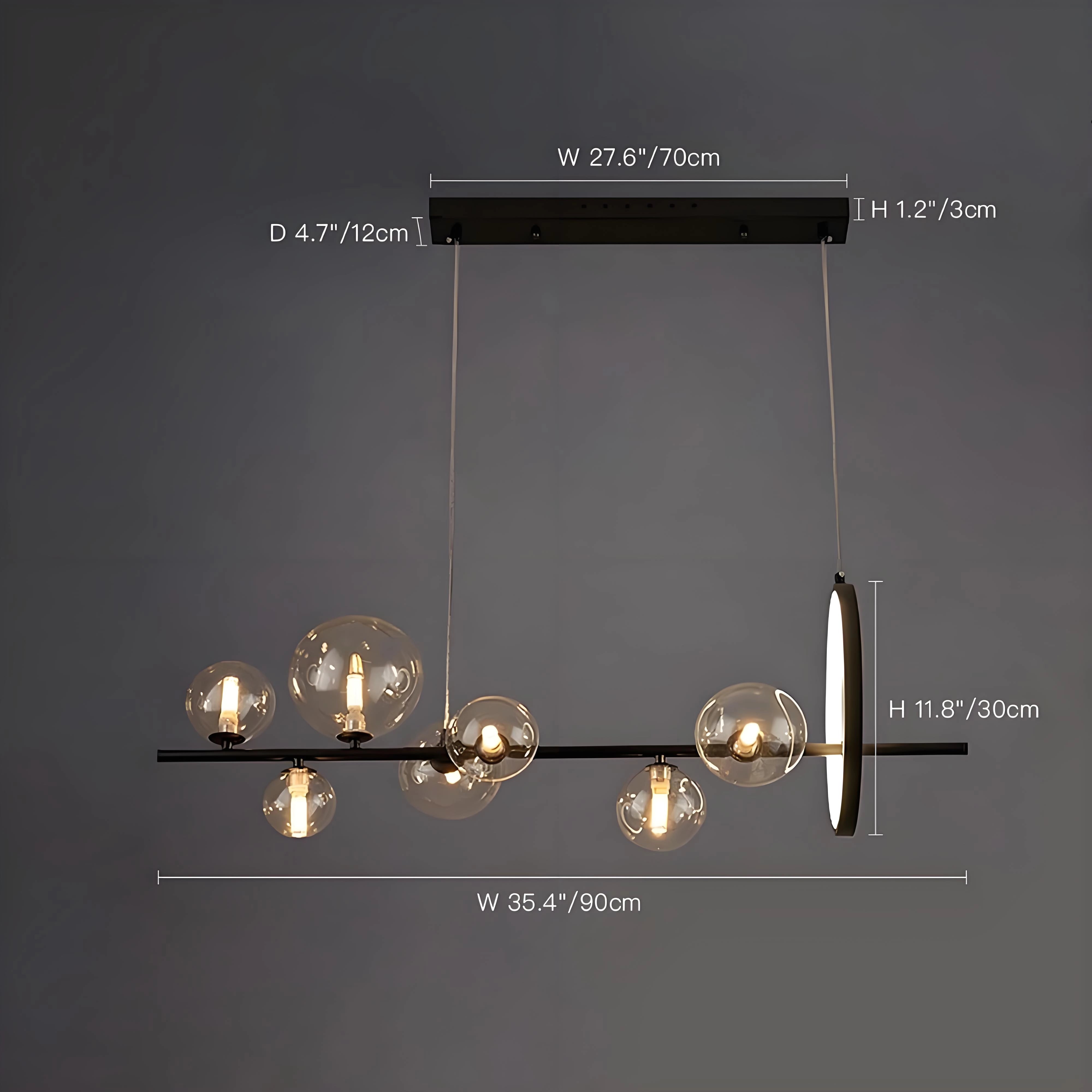 Modern Nordic Restaurant Chandelier: Trendy Glass Bubble Lighting-size-7-heads | Sofary