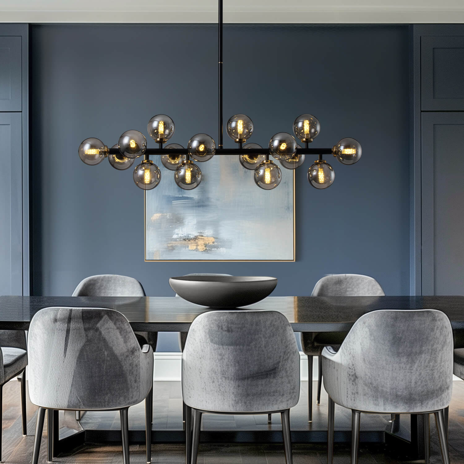 nebula-modern-gray-glass-bubble-linear-chandelier-dining-room-2