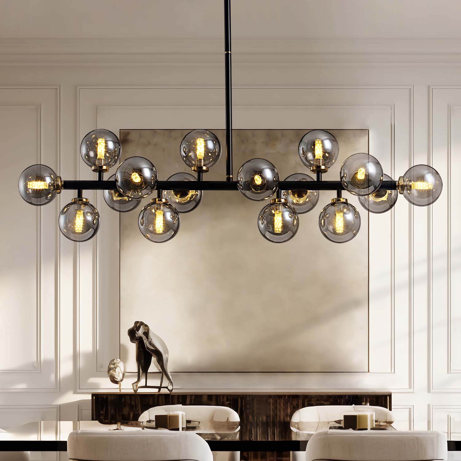 Nebula Gray Bubble Linear Chandelier