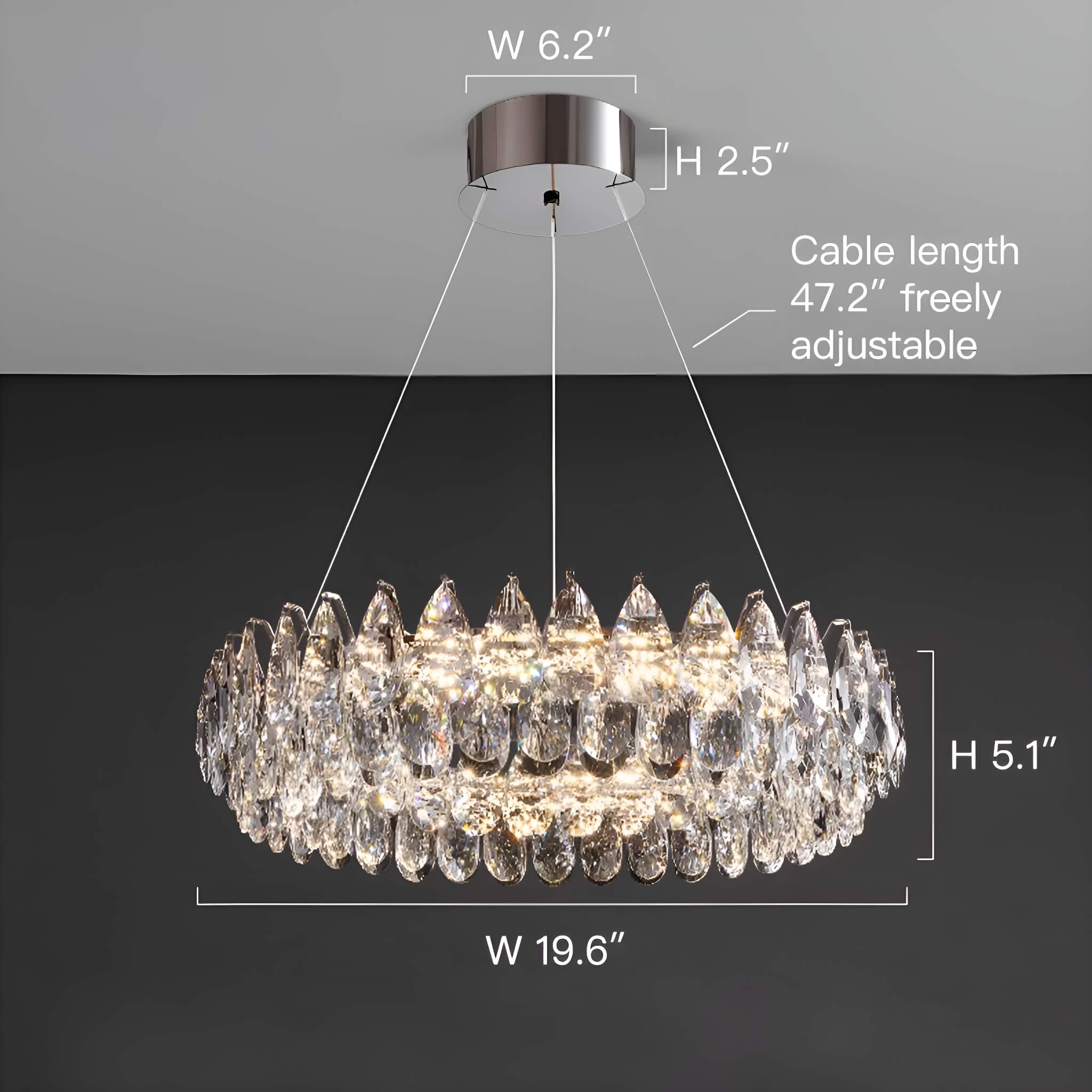 One Ring Crystal Pendant Light Living Room-size | Sofary Lighting