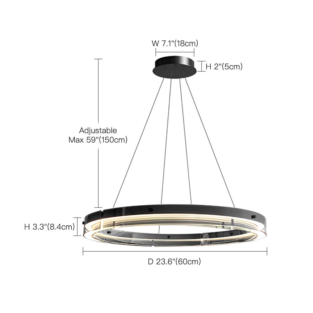 One Ring Modern LED Glass Circle Chandelier-size | Sofary Lighting