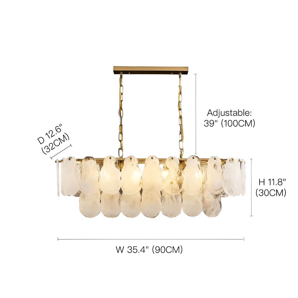 Oval Glass Chandelier Kitchen Island Lighting Fixture-size | Sofary