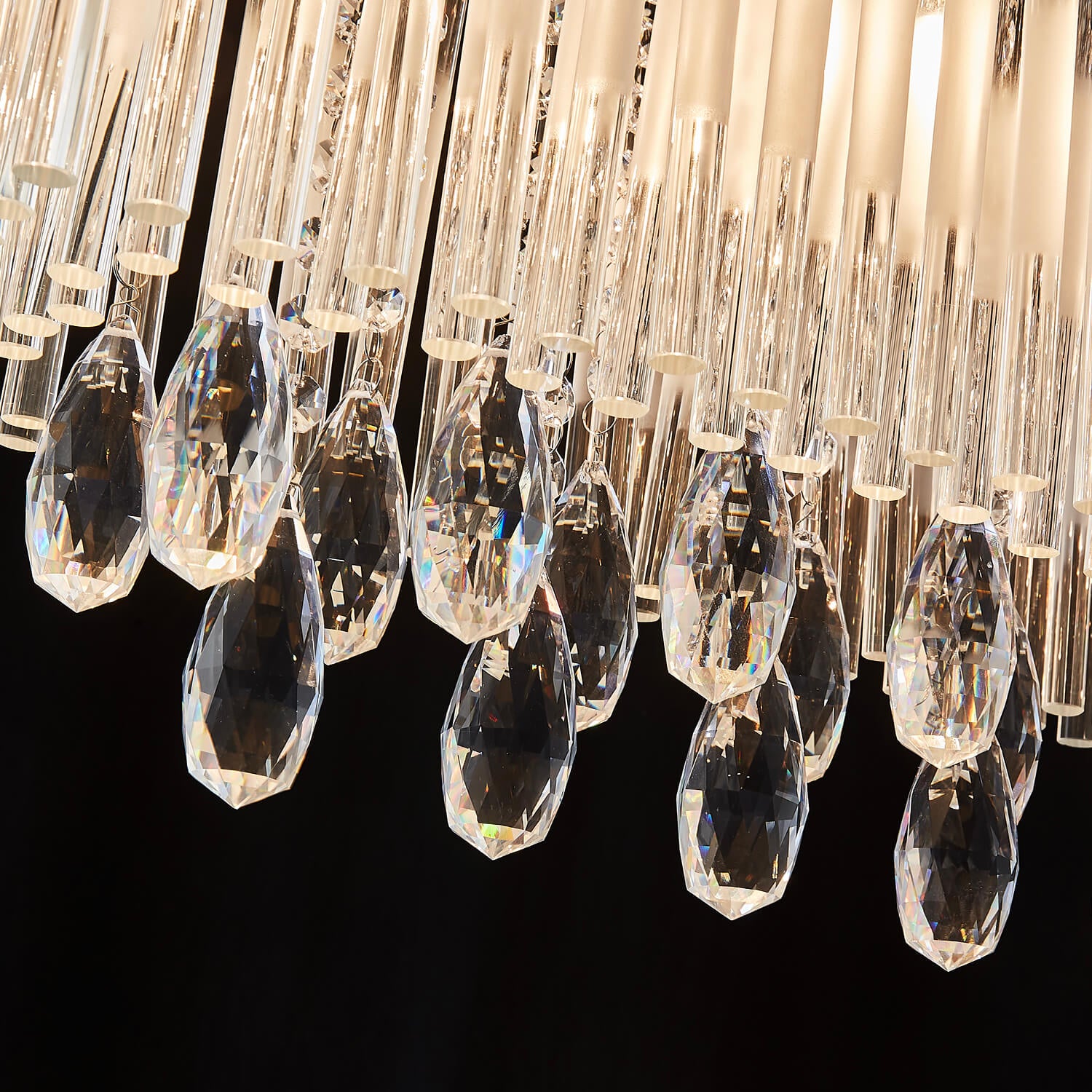 Rectangular Frosted Crystal Chandelier -details-1 | Sofary Lighting