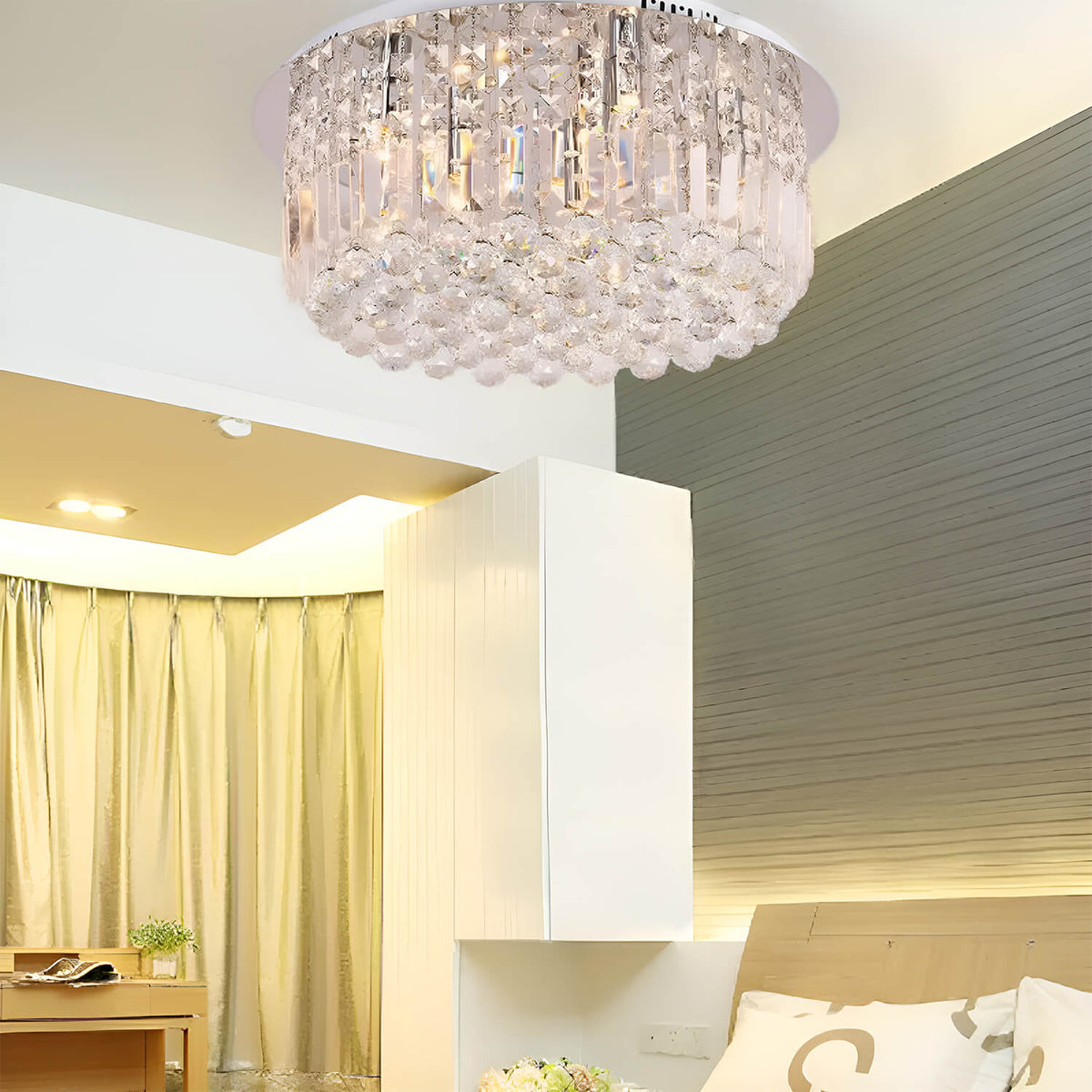 Round Shaped Raindrop Crystal Chandelier - Ceiling Light - Sofary Lighting