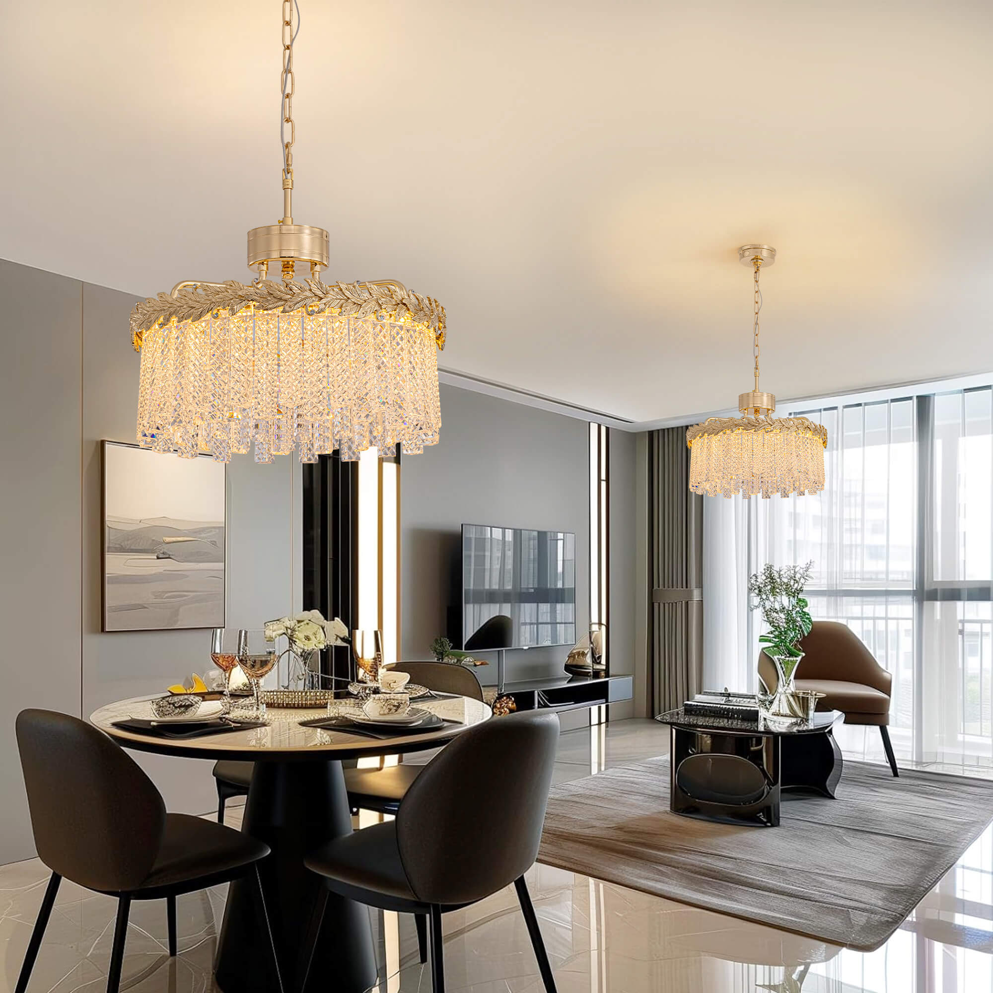 seraphic-gold-brass-crystal-round-chandelier-dining-room-2