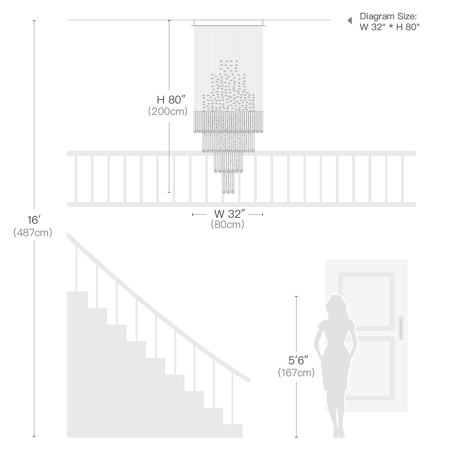 Square Raindrop Floating Castle Crystal Chandelier for Foyer and Staircase-Size  | Sofary Lighting