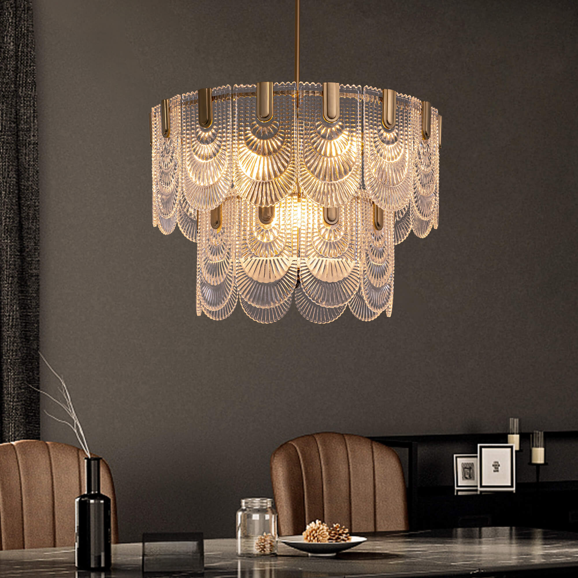 Tessara Elegance Gold Crystal Chandelier