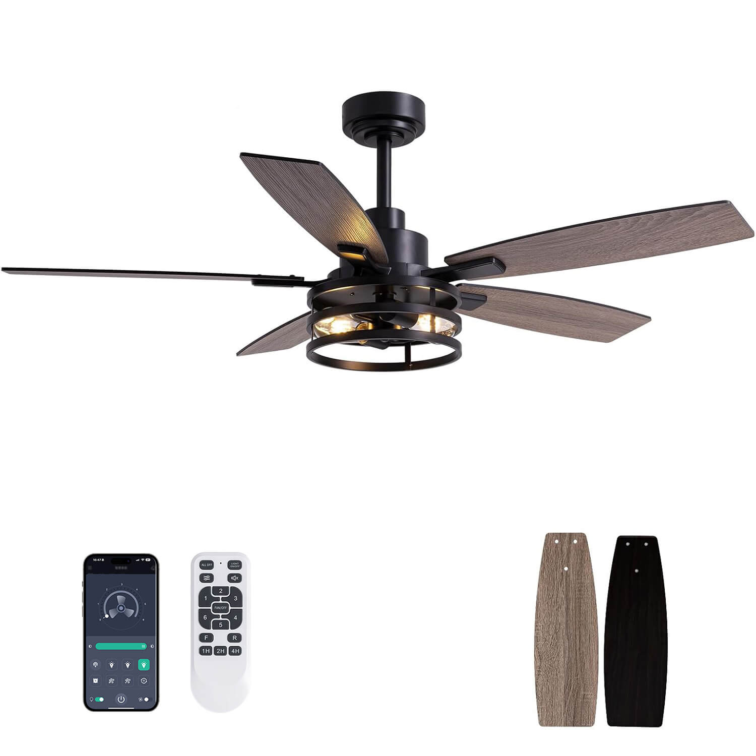 vintara-52“-farmhouse-rustic-black-cage-ceiling-fan-with-lights-remote-included-ideal-for-bedroom-living-room-main-2