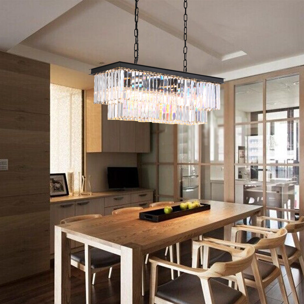 Vintage Rectangular Crystal Chandelier for Dining Room | Sofary